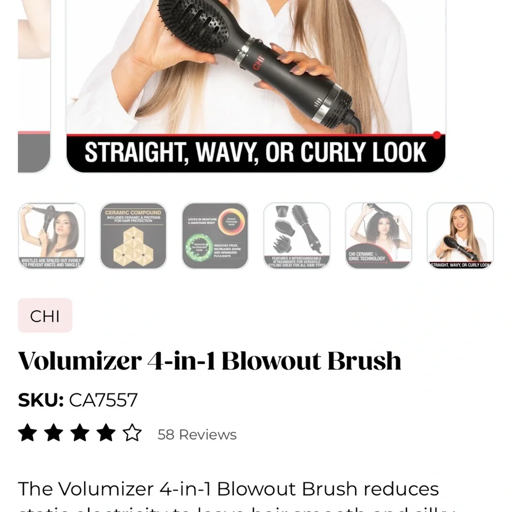 $125. CHI Black Volumizer 4-in-1 Blowout Brush top of the line. New never used! - Picture 5 of 16
